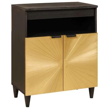 ARDEBO.de - Sideboard Schwarz und Gold 60 x 33 x 75 cm massives Mangoholz