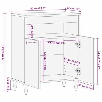 Sideboard Schwarz und Gold 60 x 33 x 75 cm massives Mangoholz