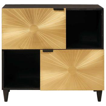 Beistellschrank mit Speicher Schwarz und Gold 80 x 33.5 x 75 cm