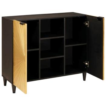 Beistellschrank mit Speicher Schwarz und Gold 90 x 33.5 x 75 cm
