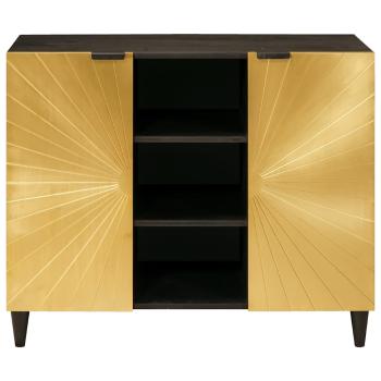 Beistellschrank mit Speicher Schwarz und Gold 90 x 33.5 x 75 cm
