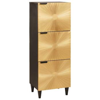 ARDEBO.de - Beistellschrank mit Tür Schwarz und Gold 40 x 33.5 x 110 cm