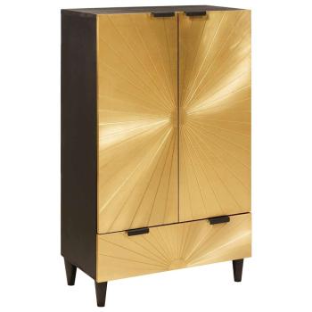 ARDEBO.de - Beistellschrank mit Tür Schwarz und Gold 60 x 33.5 x 100 cm