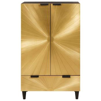 Beistellschrank mit Tür Schwarz und Gold 60 x 33.5 x 100 cm