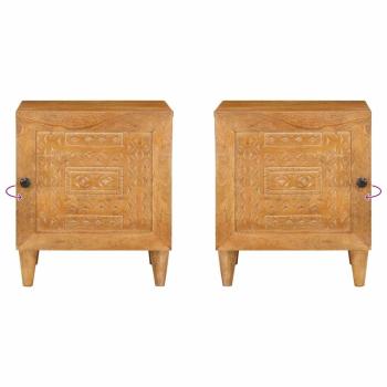 Nachttisch Hellbraun 40 x 33 x 46 cm massives Mangoholz