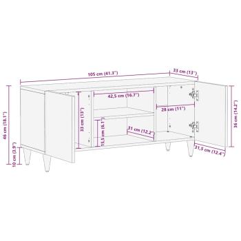 TV-Schränk Hellbraun 105 x 33 x 46 cm massives Mangoholz