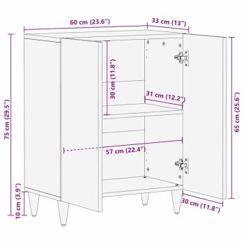Sideboard mit Tür Hellbraun 60 x 33 x 75 cm massives Mangoholz
