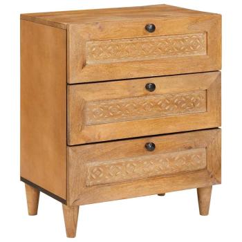 ARDEBO.de - Nachttisch Hellbraun 50 x 33 x 60 cm massives Mangoholz