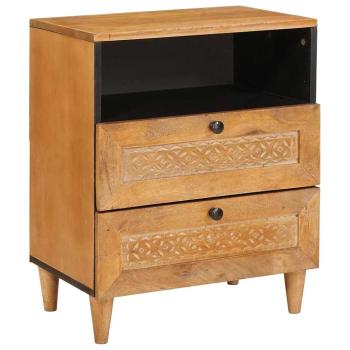 ARDEBO.de - Nachttisch Hellbraun 50 x 33 x 60 cm massives Mangoholz