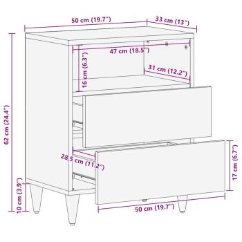 Nachttisch Hellbraun 50 x 33 x 60 cm massives Mangoholz