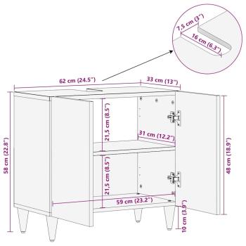 Badezimmer Schrank Wandmontiert Hellbraun 62 x 33 x 58 cm