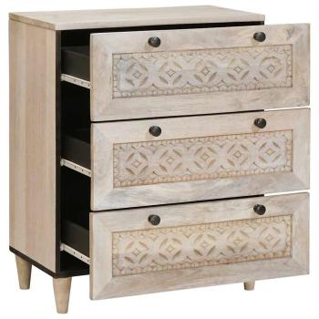 ARDEBO.de - Sideboard mit Speicher Weiß 60 x 33 x 75 cm massives Mangoholz