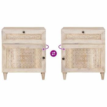 Nachttisch mit Tür Beige 50 x 33 x 60 cm massives Mangoholz