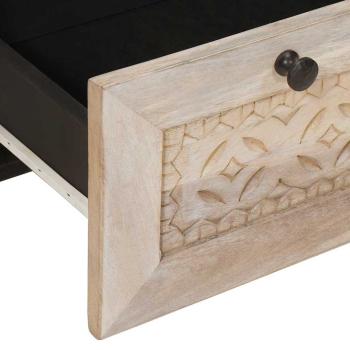 Nachttisch mit Regal Beige 50 x 33 x 60 cm massives Mangoholz