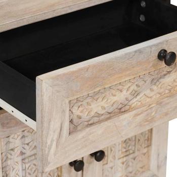 Nachttisch mit Tür Beige 50 x 33 x 60 cm massives Mangoholz