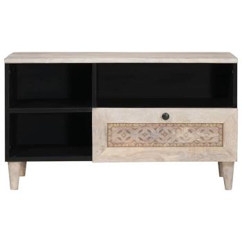 TV-Schränk mit Regal Weiß 80 x 33 x 46 cm massives Mangoholz