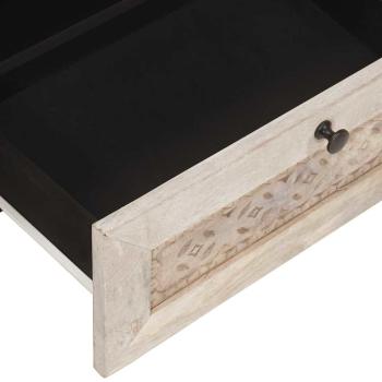 TV-Schränk mit Regal Weiß 80 x 33 x 46 cm massives Mangoholz