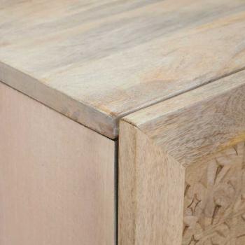 Hochboard mit Regal Weiß 40 x 33 x 110 cm massives Mangoholz