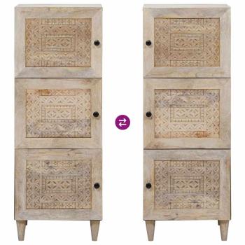 Hochboard mit Regal Weiß 40 x 33 x 110 cm massives Mangoholz