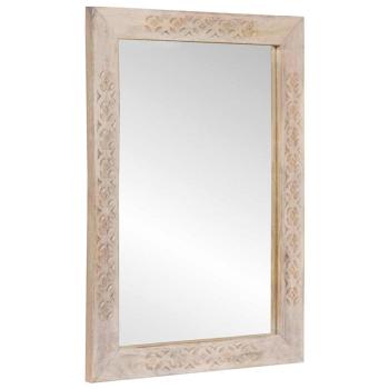 ARDEBO.de - Spiegel mit Spiegel Weiß 57 x 70 x 3 cm massives Mangoholz