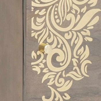 Nachttisch Grau 40 x 33 x 46 cm massives Mangoholz