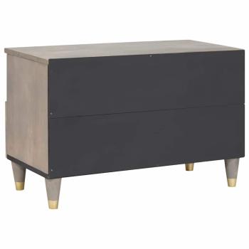 TV-Schränk mit Regal Grau und Gold Massivholz Mango
