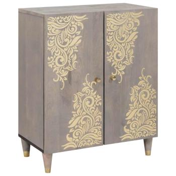 ARDEBO.de - Sideboard Grau und Gold 60 x 33.5 x 75 cm Massivholz Mango