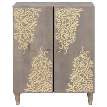 Sideboard Grau und Gold 60 x 33.5 x 75 cm Massivholz Mango