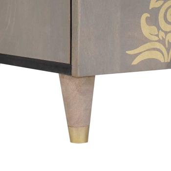 Sideboard Grau und Gold 60 x 33.5 x 75 cm Massivholz Mango