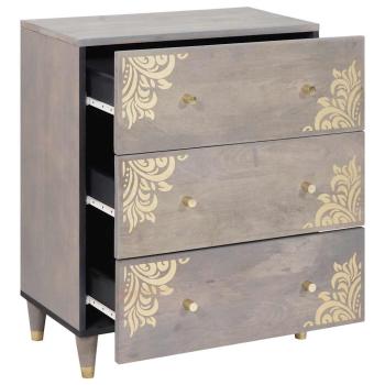 ARDEBO.de - Sideboard Grau und Gold 60 x 33.5 x 75 cm Massivholz Mango