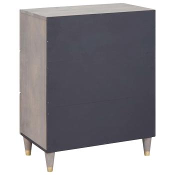 Sideboard Grau und Gold 60 x 33.5 x 75 cm Massivholz Mango