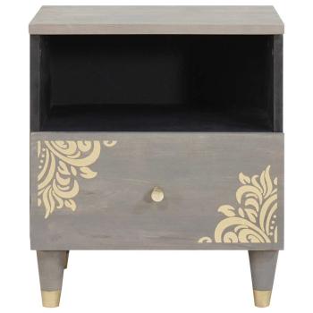 Nachttisch Grau 40 x 33 x 46 cm massives Mangoholz