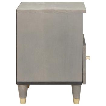 Nachttisch Grau 40 x 33 x 46 cm massives Mangoholz