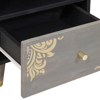 Nachttisch 2 pcs Grau 40 x 33 x 46 cm massives Mangoholz