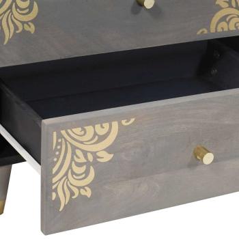 Nachttisch Grau 50 x 33 x 62 cm massives Mangoholz