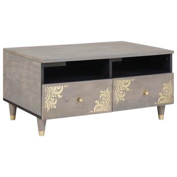 ARDEBO.de - Couchtisch with Drawer Grau 80 x 54 x 40 cm massives Mangoholz
