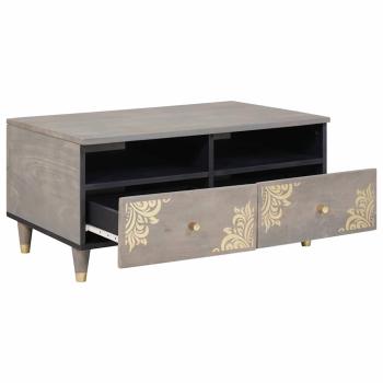 Couchtisch with Drawer Grau 80 x 54 x 40 cm massives Mangoholz