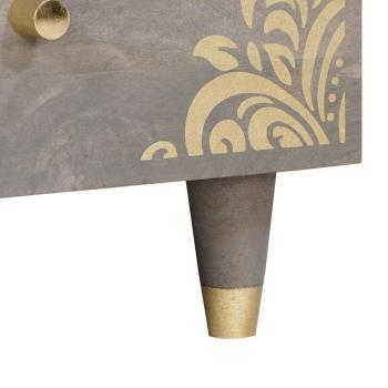 Couchtisch with Drawer Grau 80 x 54 x 40 cm massives Mangoholz