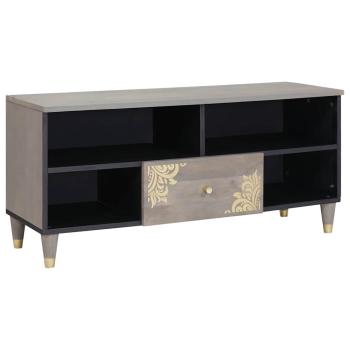 ARDEBO.de - TV-Schränk Grau und Gold 100 x 33.5 x 46 cm Massivholz Mango