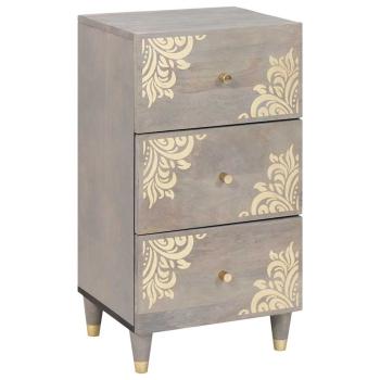 ARDEBO.de - Sideboard Grau und Gold 40 x 33.5 x 75 cm Massivholz Mango