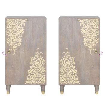 Sideboard Grau und Gold 40 x 33.5 x 75 cm Massivholz Mango