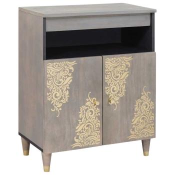 ARDEBO.de - Sideboard Grau und Gold 60 x 33.5 x 75 cm Massivholz Mango