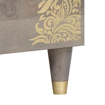 Sideboard Grau und Gold 80 x 33.5 x 75 cm Massivholz Mango