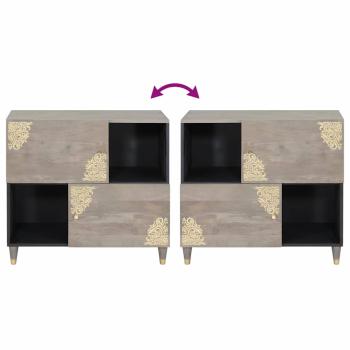 Sideboard Grau und Gold 80 x 33.5 x 75 cm Massivholz Mango