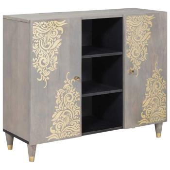 ARDEBO.de - Sideboard Grau und Gold 90 x 33.5 x 75 cm Massivholz Mango