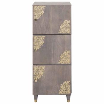 Hochboard Grau und Gold 40 x 33,5 x 110 cm Massivholz Mango