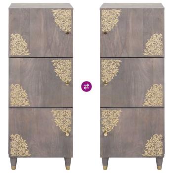 Hochboard Grau und Gold 40 x 33,5 x 110 cm Massivholz Mango