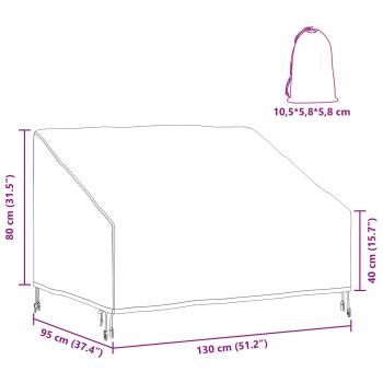 Abdeckung für Gartenbank 130 x 95 x 40 / 80 cm 600D-Gewebe