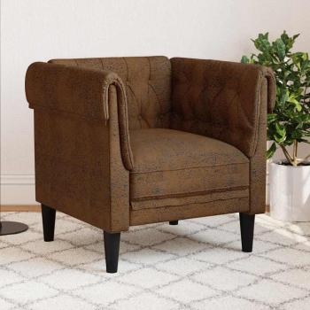 ARDEBO.de - Chesterfield Sofa Stuhl Argyle Braun 78,5 x 74,5 x 74,5 cm