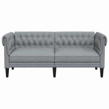 Chesterfield-Sofa Argyle Hellgrau 182,5 x 74,5 x 74,5 cm Stoff